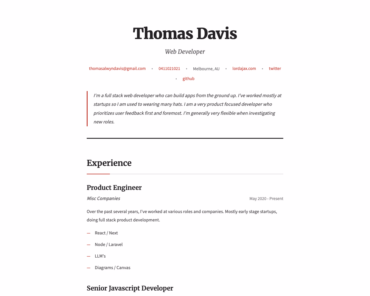 New York Editorial resume preview from the RezumAI application